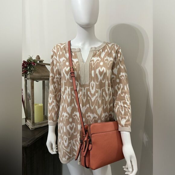 Dusty Orange Crossbody, 4 Zipper Compartments, 3 Slip Pockets, Adjustable Strap - Picture 10 of 12